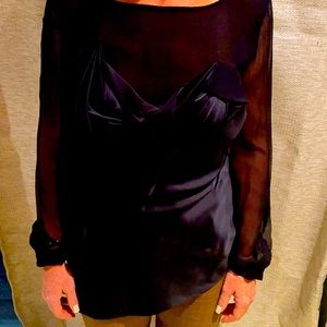 Oscar de la Renta silk navy blouse size 6